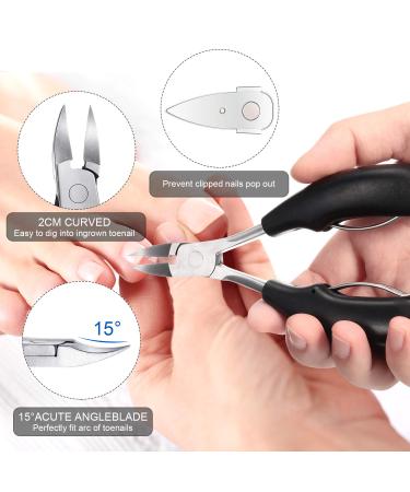 15 Pieces Stainless Steel Ingrown Toenail Tools Set - Nail Clipper Cuticle Cutters Pedicure Kit for Thick Nails (Black) - International Shipping - Buy Online on SooperMarket.com