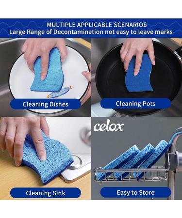CELOX 12 Pack Non-Scratch Dual Sided Dish Sponges for Dishes - Long Lasting and Reusable Kitchen Cleaning Sponges - Buy Online on SooperMarket.com