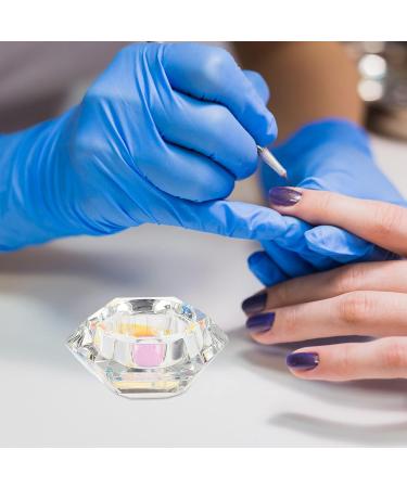 Minkissy Nail Art Dappen Dish Diamond Shape Nail Crystal Bowl with Lid for Nail Acrylic Liquid Powder (Lake Blue) - Buy Online on SooperMarket.com