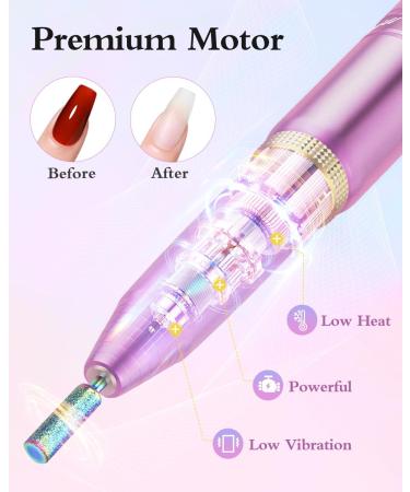 Subay Cordless Rechargeable Nail Drill with 12 Bits - Professional Electric File for Nails, Manicure Pedicure Kit - Gifts for Women and Moms - Pink - Buy Online on SooperMarket.com