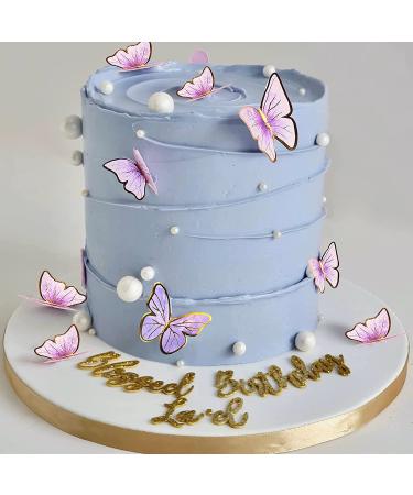 66 Pack Purple Gold Butterfly Cupcake Toppers for Wedding & Birthday Party Decor - Buy Online on SooperMarket.com