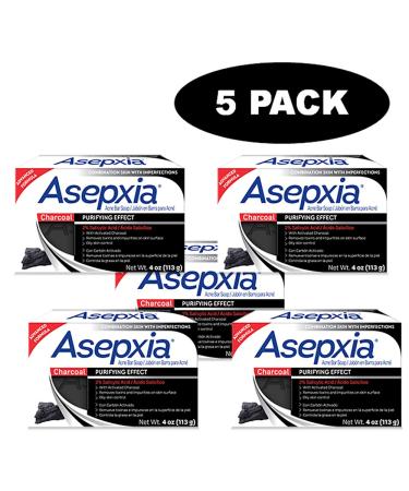 Asepxia Charcoal Cleansing Bar 4oz 5 Pack - Purifying Cleanser for Acne-Prone Skin - Buy Online on SooperMarket.com