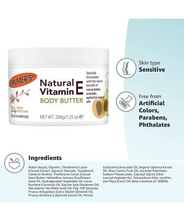 Palmer's Natural Vitamin E Body Butter 7.25 oz - Nourishing Moisturizer for Soft Skin - Buy Online on SooperMarket.com