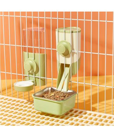 2-in-1 Pet Hanging Bowl for Crates - Small Dog/Puppy/Cat/Rabbit Feeder - Removable Stainless Steel - Green - Ideal for Hamster/Guinea Pig/Ferret - Buy Online on SooperMarket.com