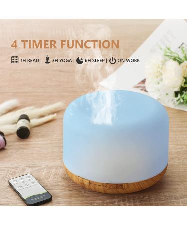 500ml Oil Diffuser with 15x10mL Essential Oils | Aromatherapy Diffuser for Large Room | 2 Mist Modes, 4 Timers, 7 Ambient Lights | Waterless Auto Off | Home & Office Aroma Diffuser (Log Color) - Buy Online on SooperMarket.com