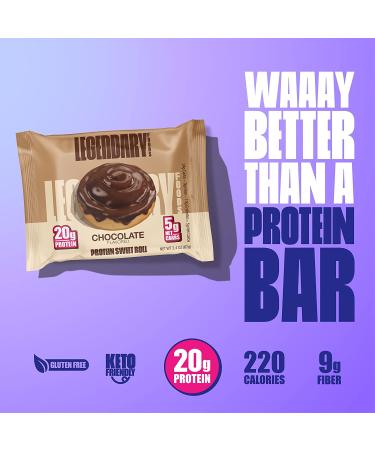 Legendary Foods High Protein Chocolate Sweet Roll | 20g Pure Protein Bar Alternative | Low Carb, Low Sugar, Gluten Free | Keto Breakfast Snacks | Healthy Chocolate Flavored Rolls (10-pack) - Buy Online on SooperMarket.com