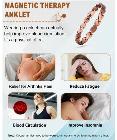 EnerCoppeX Copper Ankle Bracelet for Women Magnetic Pure Solid 99.99% Copper Lymph Detox Anklet 3500 Gauss Effective Magnet (CAC-0095Q) - Buy Online on SooperMarket.com
