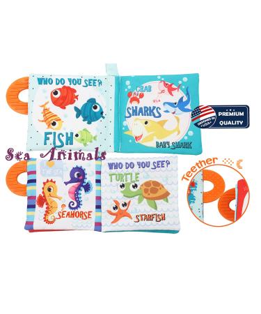 Soft Cloth Crinkle Books for Babies 0-12 Months - High Contrast Baby Toys Gift Set - Buy Online on SooperMarket.com