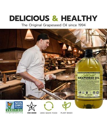 Salute Sante! Cold Pressed Grapeseed Oil - High Temperature Cooking & Healthy Salad Dressing Oil - Non-GMO, Kosher, Vegan - 5L/170oz - Buy Online on SooperMarket.com