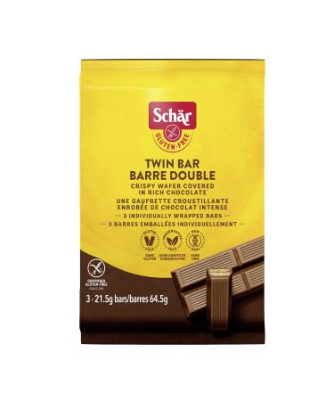 SCHAR Gluten-Free Twin Bar Chocolate Cookies - Non-GMO Preservative-Free Wafer Cookies with Rich Milk Chocolate 64.5g