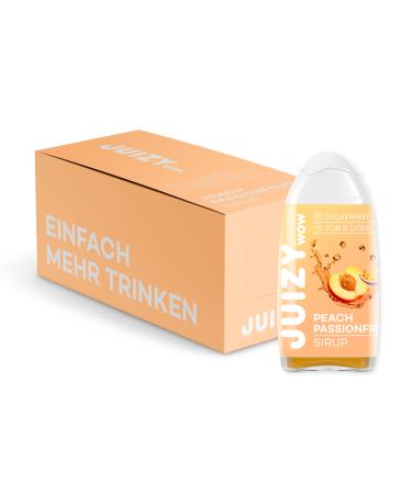 Juizy WoW syrup sugar -free |16 x 65ml Peach Passionfruit taste - 192l natural beverage syrup |Zero calories |Vegan 16er box |Beverage concentrate finished drink |More Juice - Less Calories Peach PassionFruit 16 x 65 ml