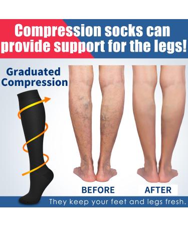 Laite Hebe Compression Socks - 4 Pairs for Women & Men - Best Support for Nurses, Running & Athletic - Black/White/Grey/Navy - Small/Medium - Buy Online on SooperMarket.com
