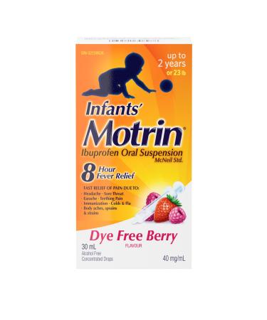 Motrin Infants' Ibuprofen Oral Suspension Concentrated Drops Dye Free Berry Flavour 40 mg/ml 30 mL