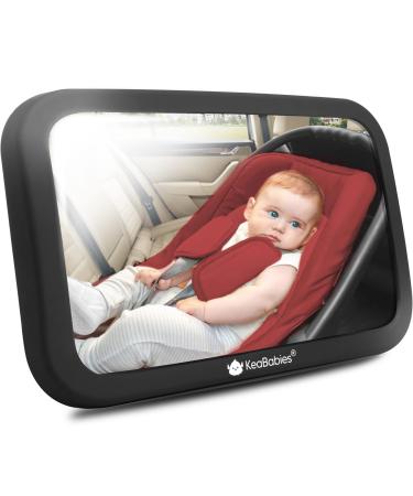 Baby Car Mirror - Baby Car Mirror for Back Seat Infant - Safety Baby Car Seat Mirror - Wide Shatterproof Car Baby Mirror for Rear Facing Infant - Baby Mirror for Car Back Seat (Matte Black) Matte Black Regular