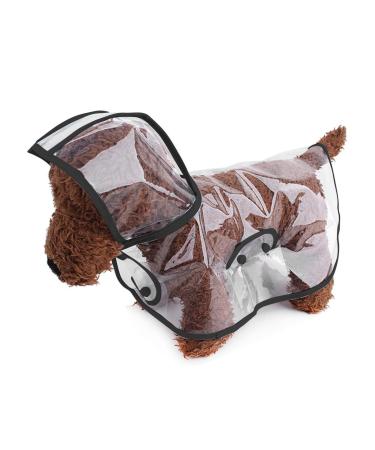 Petcute Hunders coat waterproof pet rain coat with hood transparent PVC breathable dog raincoat with button closure suitable for medium and large dogs M black