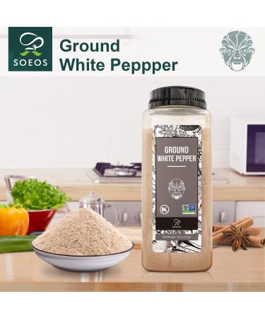 Soeos Fine Ground White Pepper 18oz - Non-GMO, Kosher Verified, Freshly Packed | Fine Grain White Pepper Powder - 1.13lb - Buy Online on SooperMarket.com