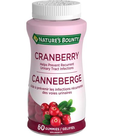 Nature's Bounty Cranberry Gummies Herbal Supplement Helps Prevent Recurrent UTIs 60 Gummies Multi-colored