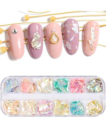 12 Colors 3D Irregular Nail Art Abalone Slices Colorful Nail Art For Shell UV Gel Nail Sequ Nail Art Shell Slices CT30 - Buy Online on SooperMarket.com
