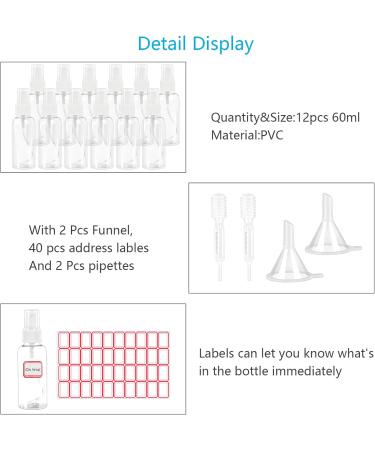 Airsmall 12-Pack 60ml Empty Spray Bottles with Funnels & Labels - Perfect for Beauty Makeup Travel & Sports - Buy Online on SooperMarket.com