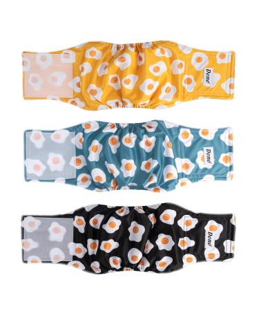 Dono 3-Pack Washable Dog Diapers with Belly Band for Small and Medium Dogs ( Fried Eggs S) Fried Eggs S(Pack of 3)
