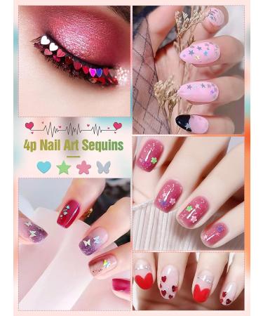 Kalolary 4boxes Holographic Nail Art Glitter Sequins - Valentine's Day Decoration - Buy Online on SooperMarket.com