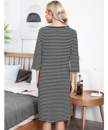 Marvmys Maternity Nightdress for Hospital Breastfeeding - 3/4 Sleeves Nursing Nightgown, V Neck Pajama for Pregnant Women - Black M - Buy Online on SooperMarket.com