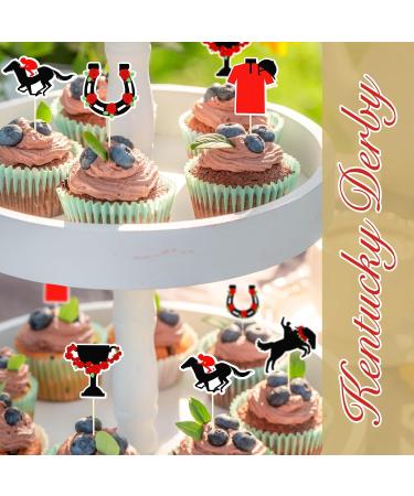 FoldTier 50 Pcs Horse Cupcake Toppers Equestrian Horse Theme Party Picks Derby Party Supplies Derby Decorations Horse Cake Topper Horseshoe Cupcake Toppers for Kentucky Horse Race Party Supplies - Buy Online on SooperMarket.com