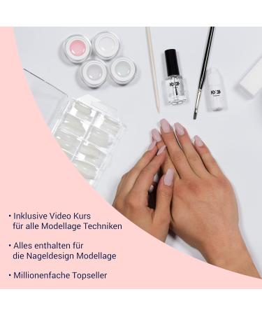 ND24 NAILDESIGN Geln gel Starter Set - 16-Piece Basic Kit with UV Gel French Gel Sealing Gel UV Lamp & Accessories - Vegan & Made in Germany for Beginners - Buy Online on SooperMarket.com