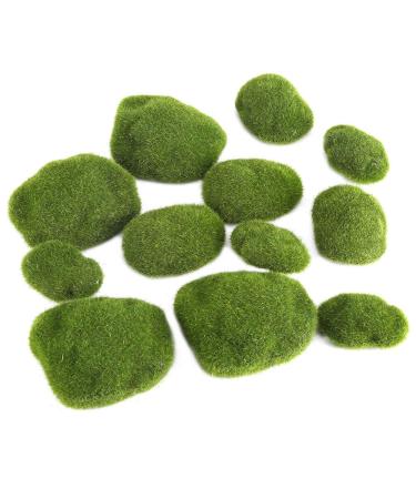 12Pcs Moss Ball Terrarium Decorative Artificial Green Moss Stones Simulation Grass Bonsai DIY Landscape Decor