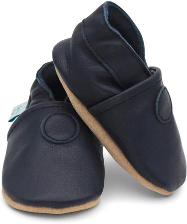 Dotty Fish Soft Leather Baby Shoes for Boys | Non-Slip Suede Soles | Smart Navy | 0-6 Months - 4-5 Years - Buy Online on SooperMarket.com