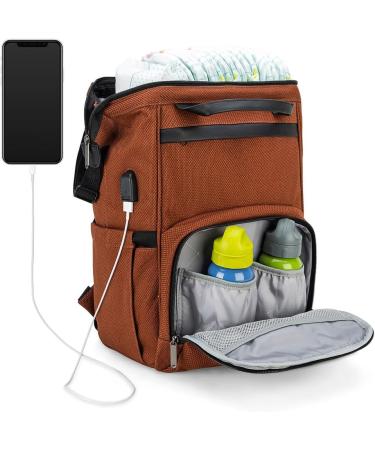 Osann Diaper Backpack - Large Capacity Storage with Mobile Phone Port | Caramel Color - Buy Online on SooperMarket.com
