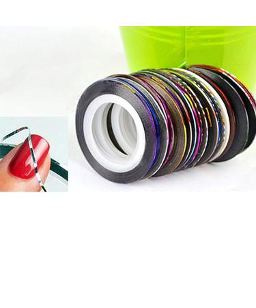 10 Color Mixed Nail Art Striping Tape Line Sticker Set - UV Gel Tips Decal DIY Nail Decorations - Buy Online on SooperMarket.com