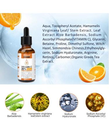 Premium 20% Vitamin C Serum For Face with Hyaluronic Acid Retinol & Amino Acids - Boost Skin Collagen Brighten Hydrate & Plump Skin Anti Aging & Wrinkle Facial Serum 30 ml (Pack of 1) - Buy Online on SooperMarket.com