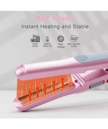 DAN Technology Hair Styling Set - Travel Hair Dryer Mini Flat Iron Curling Iron European Plug Dual Voltage - Portable & Stylish in Pink - Buy Online on SooperMarket.com