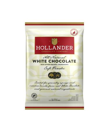 Hollander All Natural White Chocolate Powder | 2.5lb Bag | Sweet & Creamy Real White Chocolate |Beverage, Specialty Coffee Drinks, Baking & Desserts | Clean Label & Gourmet Ingredients | GMO Free, Rainforest Alliance Certified, Clean Label