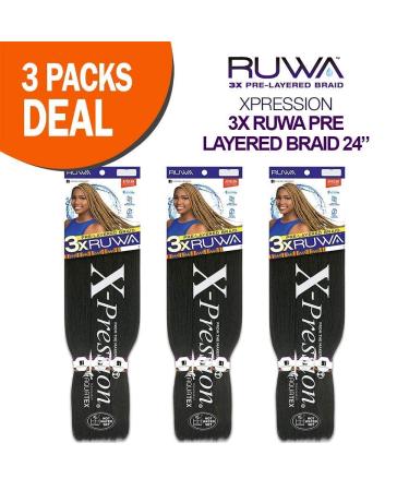 Sensationnel 3X RUWA Prestretched Braids 24 inch - Kanekalon Aquatex Water Repellent Hair (3 Pack) - Buy Online on SooperMarket.com