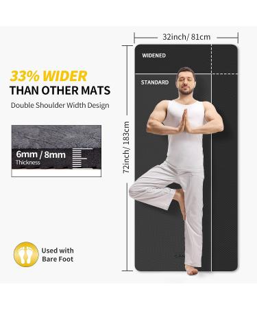 CAMBIVO Extra Wide Yoga Mat 72x32 1/4 - Eco-Friendly SGS Certified Large TPE Mat for Yoga, Pilates, Workout - Dark Black - Buy Online on SooperMarket.com