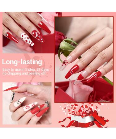 Modelones 12Pcs Dip Powder Nail Kit Valentine's Day Set - Red White Glitters Dipping Powder System with Base & Top Coat Activator - French Nail Art Manicure Tools - Buy Online on SooperMarket.com