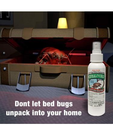 Bed Bug Spray by Bed Bug Patrol - All Natural Bed Bug Killer - Bed Bug Travel Spray - Child & Pet Safe - Plant Based - Non-Toxic - TSA Approved - Recommended for Hotels  AirBnB  RV  Rideshare  Suitcase  Luggage - 3oz Travel Spray 3oz (Travel) - Buy Online on SooperMarket.com