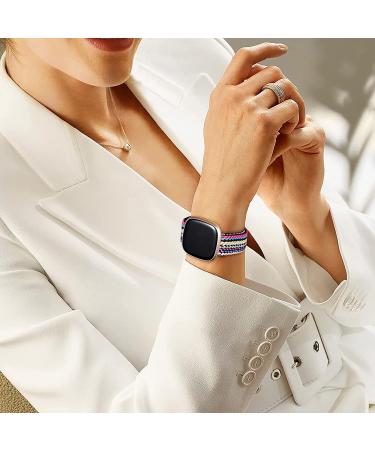 Witzon Adjustable Fabric Nylon Bands for Fitbit Sense/Versa 3 - Colorful Elastic Replacement Wristband for Men and Women - Buy Online on SooperMarket.com