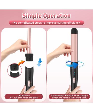 5 in 1 Wand Curling Iron Set - Interchangeable Ceramic Curlers Dual Voltage Hair Waver & Quick Heating Tool - Perfect for International Shipping - Buy Online on SooperMarket.com