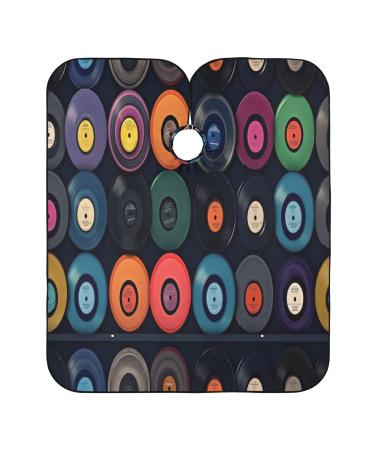 Kigai Colorful Music Disks Barber Cape Professional Salon Hair Cutting Cape with Adjustable Snap Closure Waterproof Hairdressing Cape Haircut Cape for Men Women