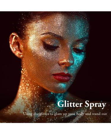 AOOWU Glitter Powder Spray Shiny Body Glitter Spray for Women Highlighter Loose Powder Spray Shimmer Sparkle Pearl Powder Makeup Spray for Body Hair Face and Clothing Colorful Gold - Buy Online on SooperMarket.com