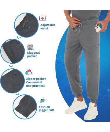 VIAOLI Men's Athletic Scrub Set - V-Neck Top & Jogger Pants - Grey Large - Buy Online on SooperMarket.com