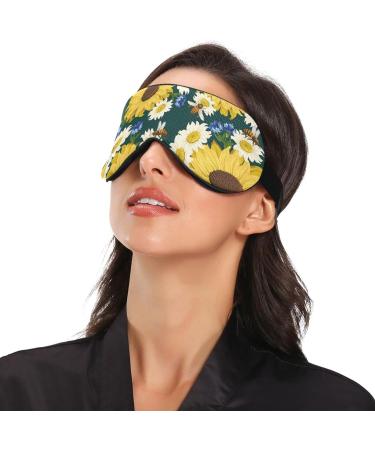 Haskirky Light Blocking Eye Mask for Adults - Adjustable, Breathable, Perfect for Travel, Yoga, and Deep Sleep - Sunflower Animals Design - Buy Online on SooperMarket.com