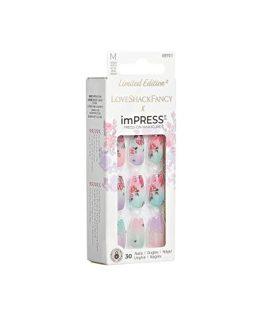 Shop KISS LoveShackFancy x imPRESS Lilac Crush Limited Edition Press-On Nails | Medium Coffin Purple | Prep Pad Mini File & Cuticle Stick Included | 30 Multicolor Fake Nails - Buy Online on SooperMarket.com