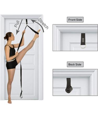 Stretch Strap with Door Anchor for Improved Leg Stretching - Perfect Home Equipment for Ballet, Dance, MMA, Yoga & Gymnastics - Includes Booklet & Box (Black) - Buy Online on SooperMarket.com