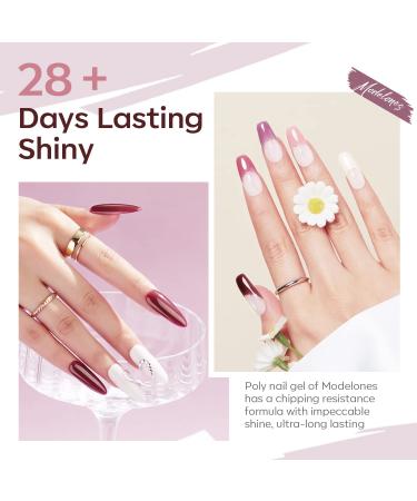 Modelones Polygel Nail Set - 6 Colors (Nude Pink Purple) | Quick Extension & Nail Art for Starters | Elegant Purple 15ml - International Shipping - Buy Online on SooperMarket.com