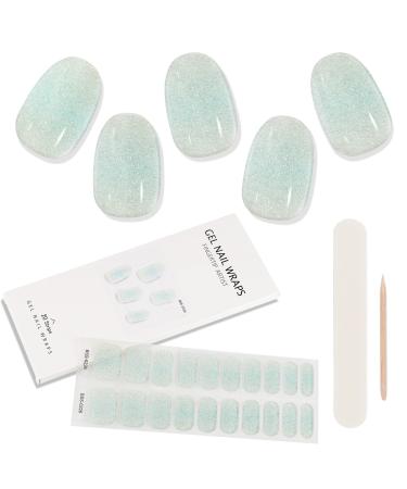 Kalolary 20PCS Gel Nail Polish Strips Nail Gel Art Sticker Full Nail Wraps Decals with Nail File and Stick for Women Girls Nail Art Decor (UV/LED Lamp Required) (D)