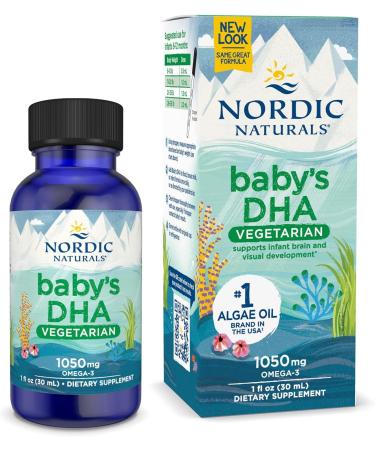 Nordic's Baby s DHA Vegetarian Unflavored - 1050 mg Plant-Based Omega-3-1 oz - Supports Brain & Vision Development in Babies - Non-GMO Vegan - 15 Servings